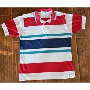 Vintage Steeple Chase Polo Shirt Mens Large Striped 90s Preppy Golf Tennis